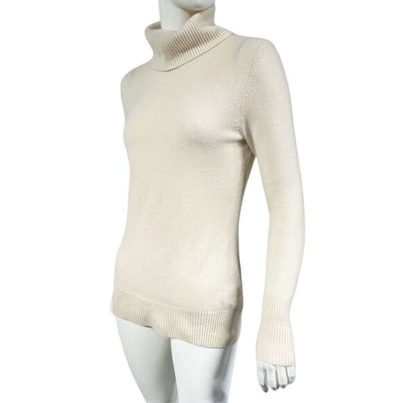 Victor Alfaro Ivory 100% Cashmere Turtleneck Sweater Womens Size M Medium - Picture 3 of 9
